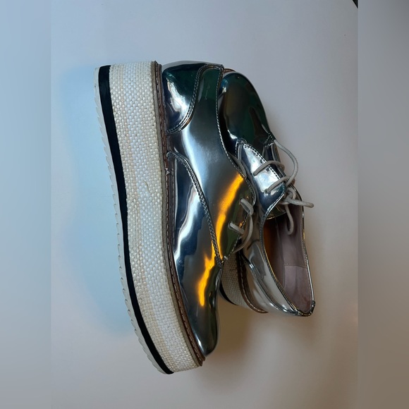 Zara Metallic Platform Derby Shoes - Picture 2 of 13